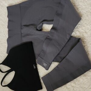 SET Active Black and Gray Leggings Set